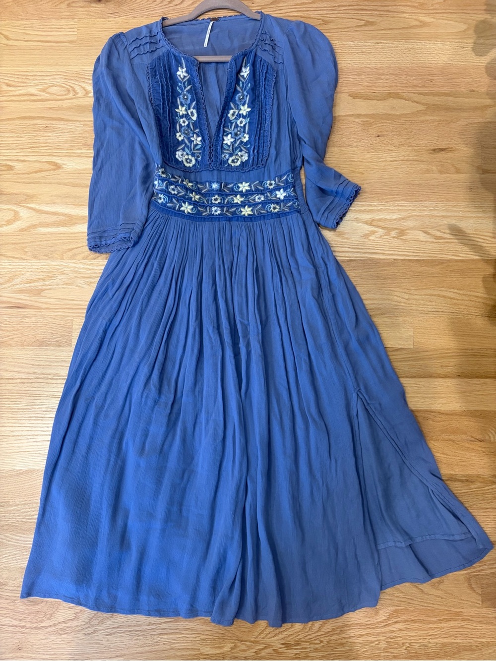 Free People Embroidered V-Neck Midi Dress